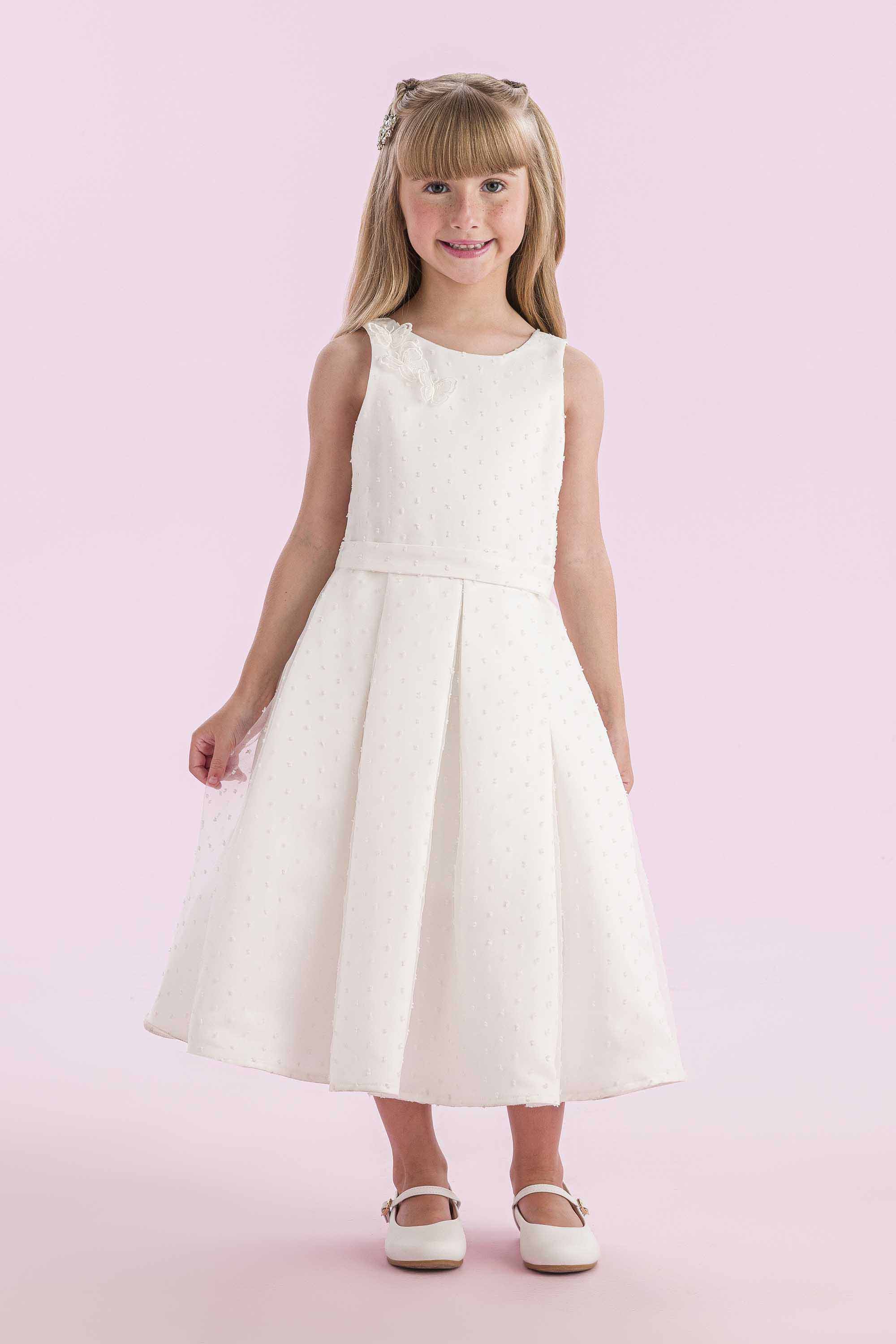 Vestido Petit Cherie Midi com Borboleta Aplicada