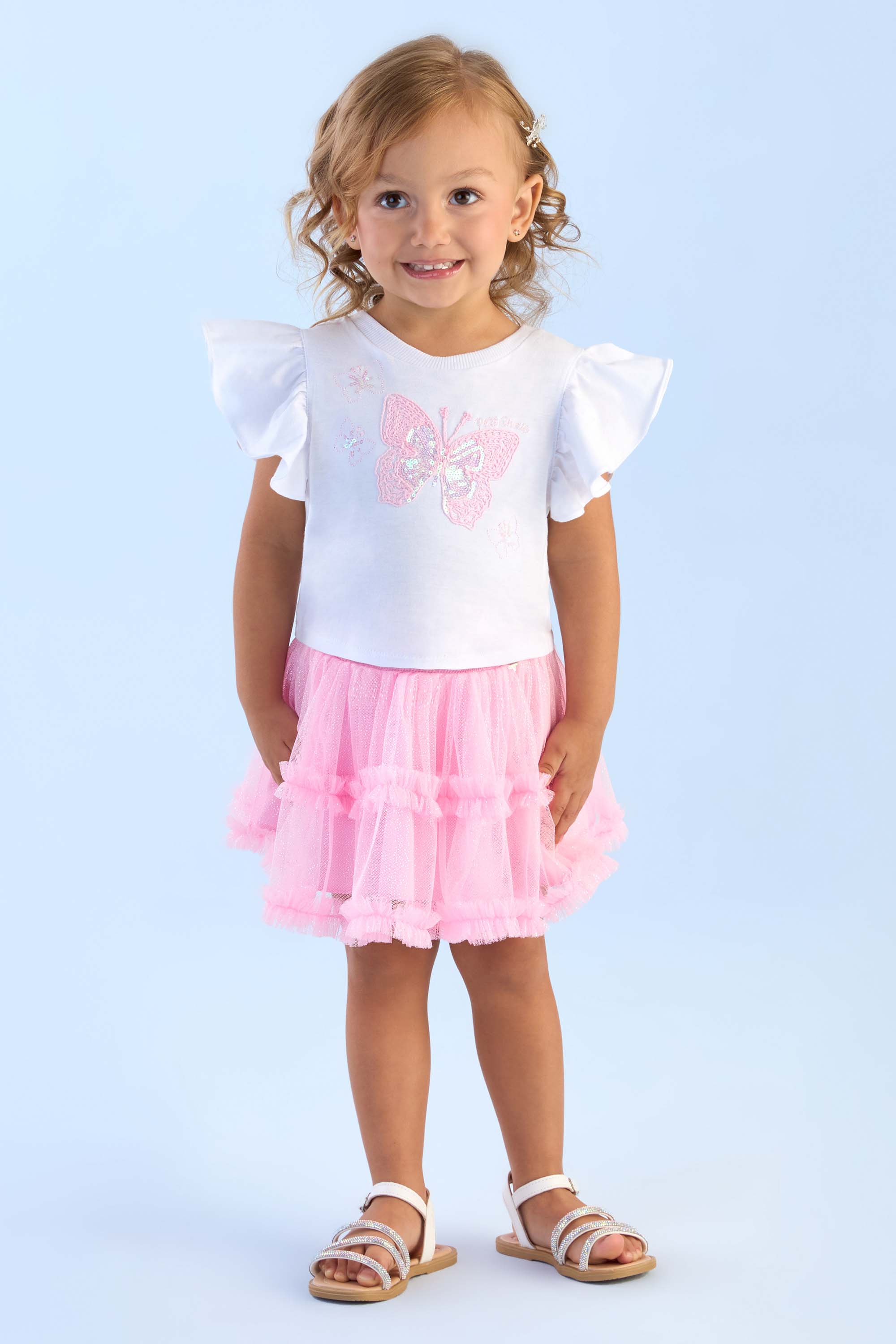 Conjunto Infantil Saia De Tule Branca Infantil Conjunto Bebê
