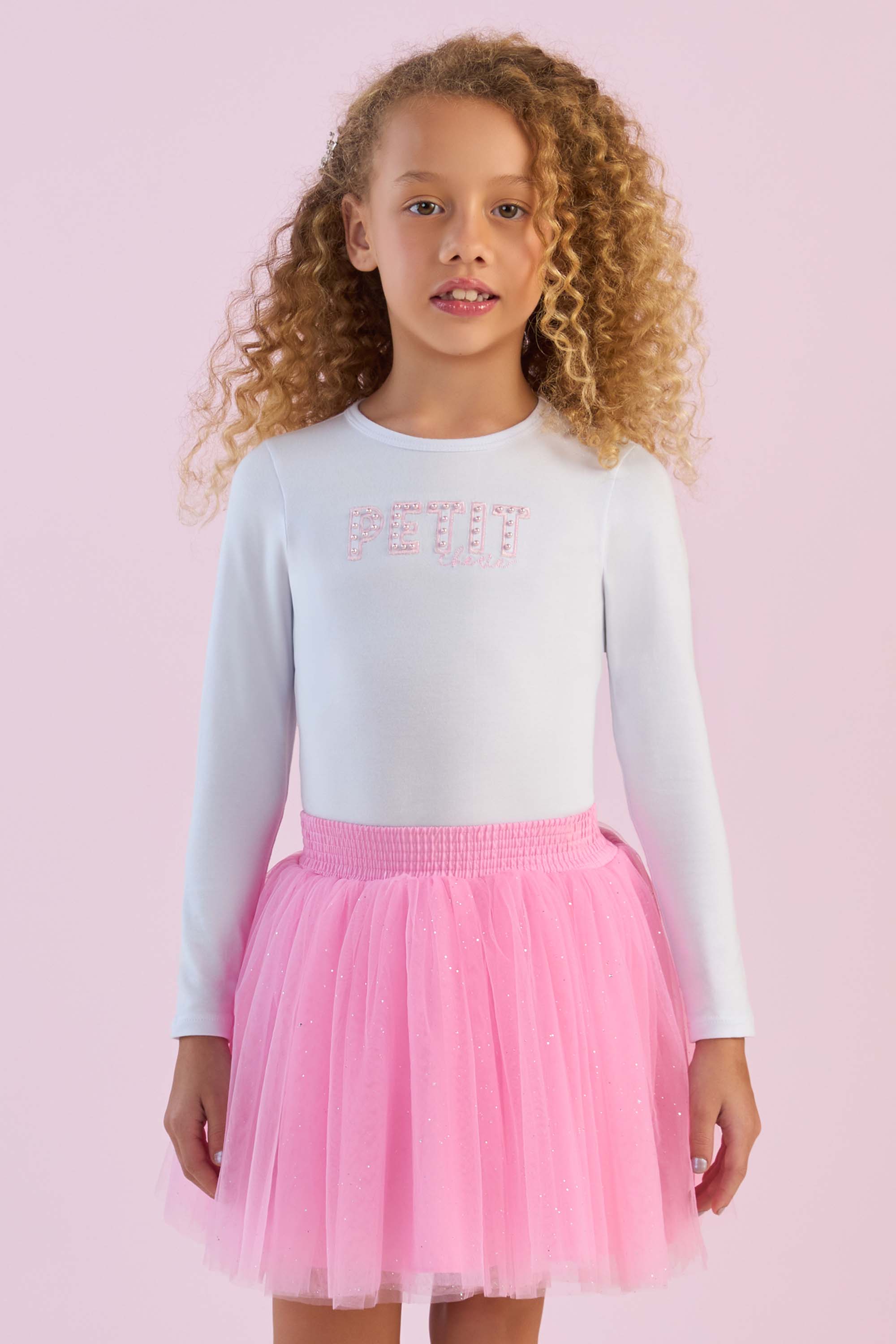 Saia Infantil de Tule Rosa com Brilho Petit Cherie - Main Image