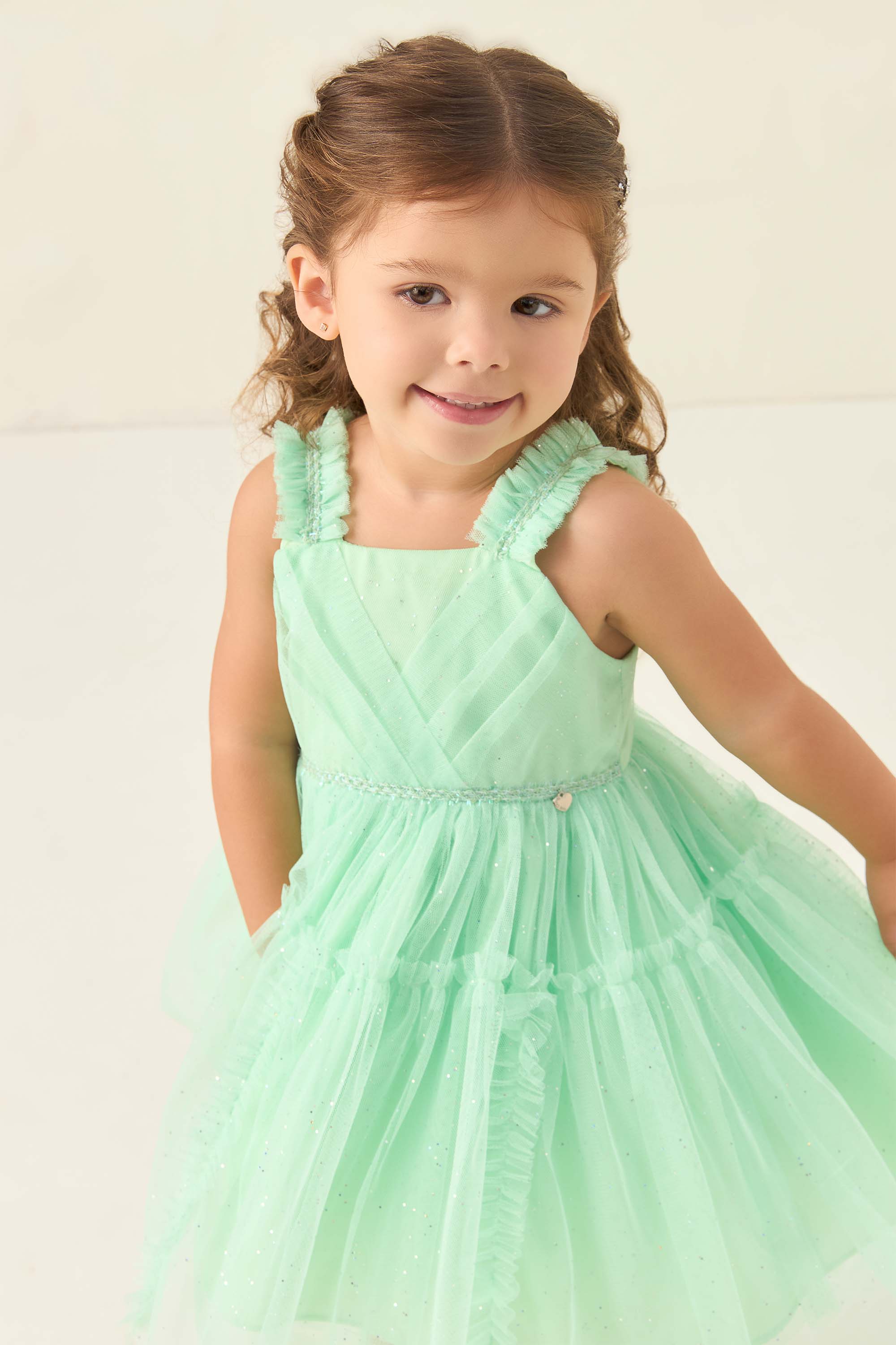 Tule Vestidos De Festa Verde Ã¡gua Vestido Infantil Petit Cherie