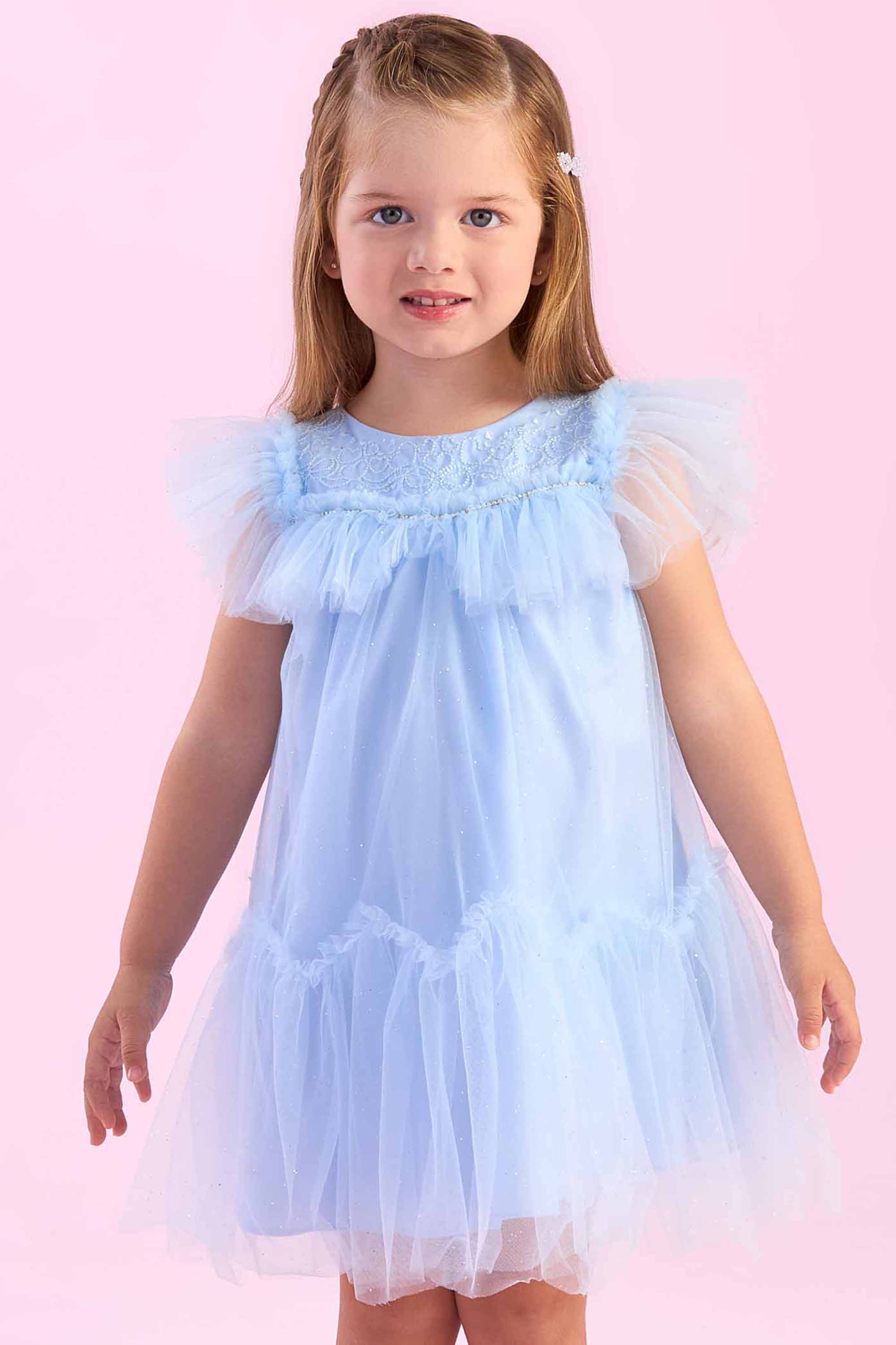 Petit Cherie Vestido De Festa Azul Infantil Vestido Infantil Azul