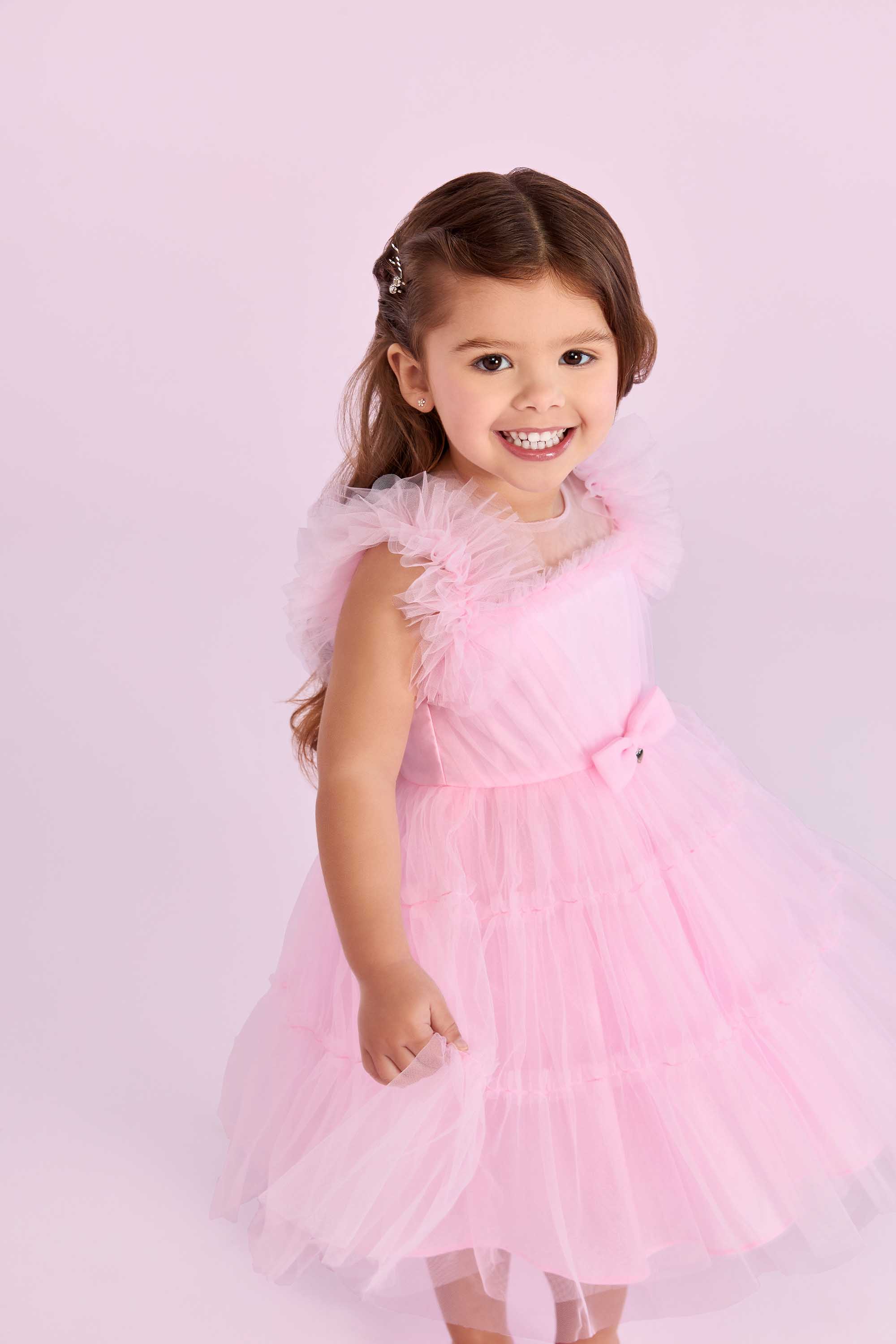 Vestido Infantil de Festa Petit Cherie com Tule e Laço Delicado
