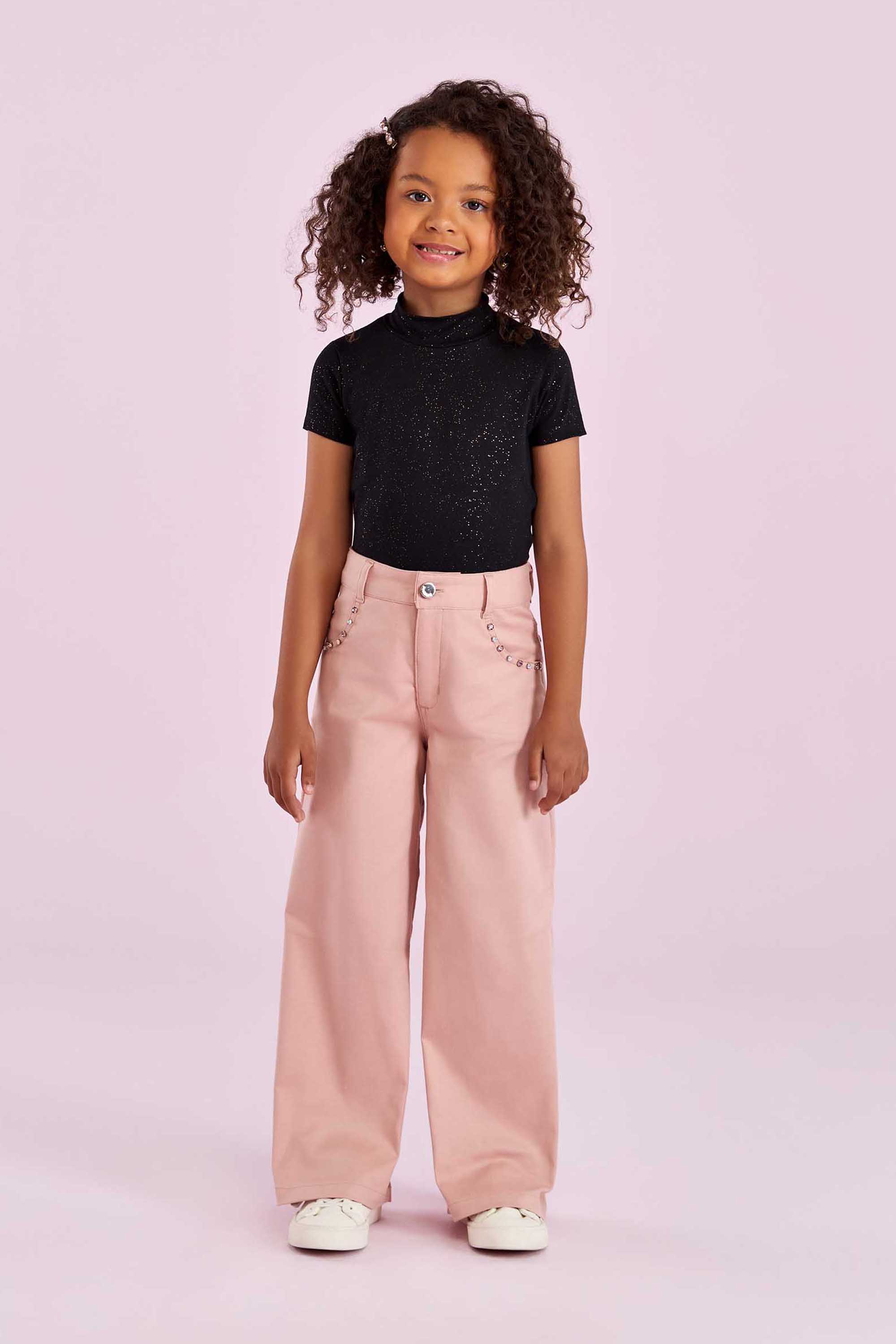 Blusa Petit Cherie com brilho e gola alta