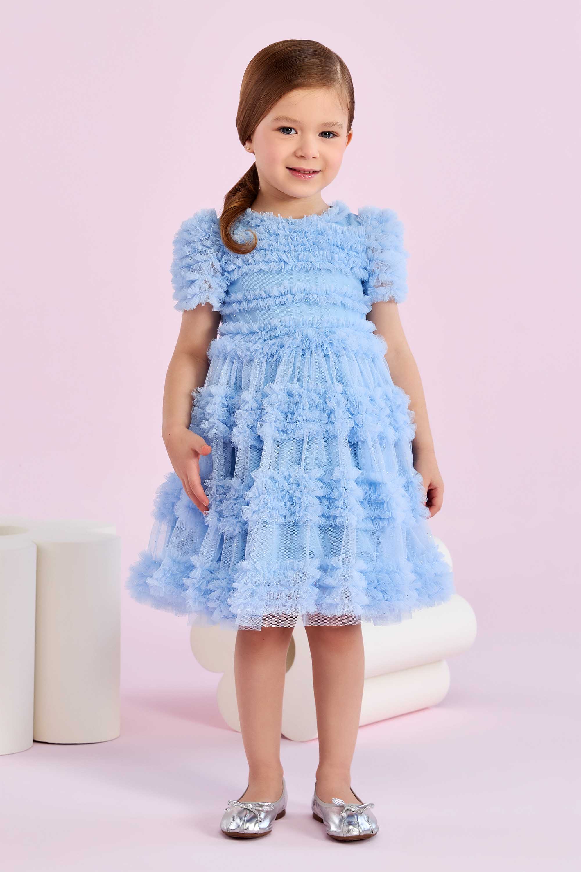 Vestido Petit Cherie de Festa com Tule e Brilhos Delicados