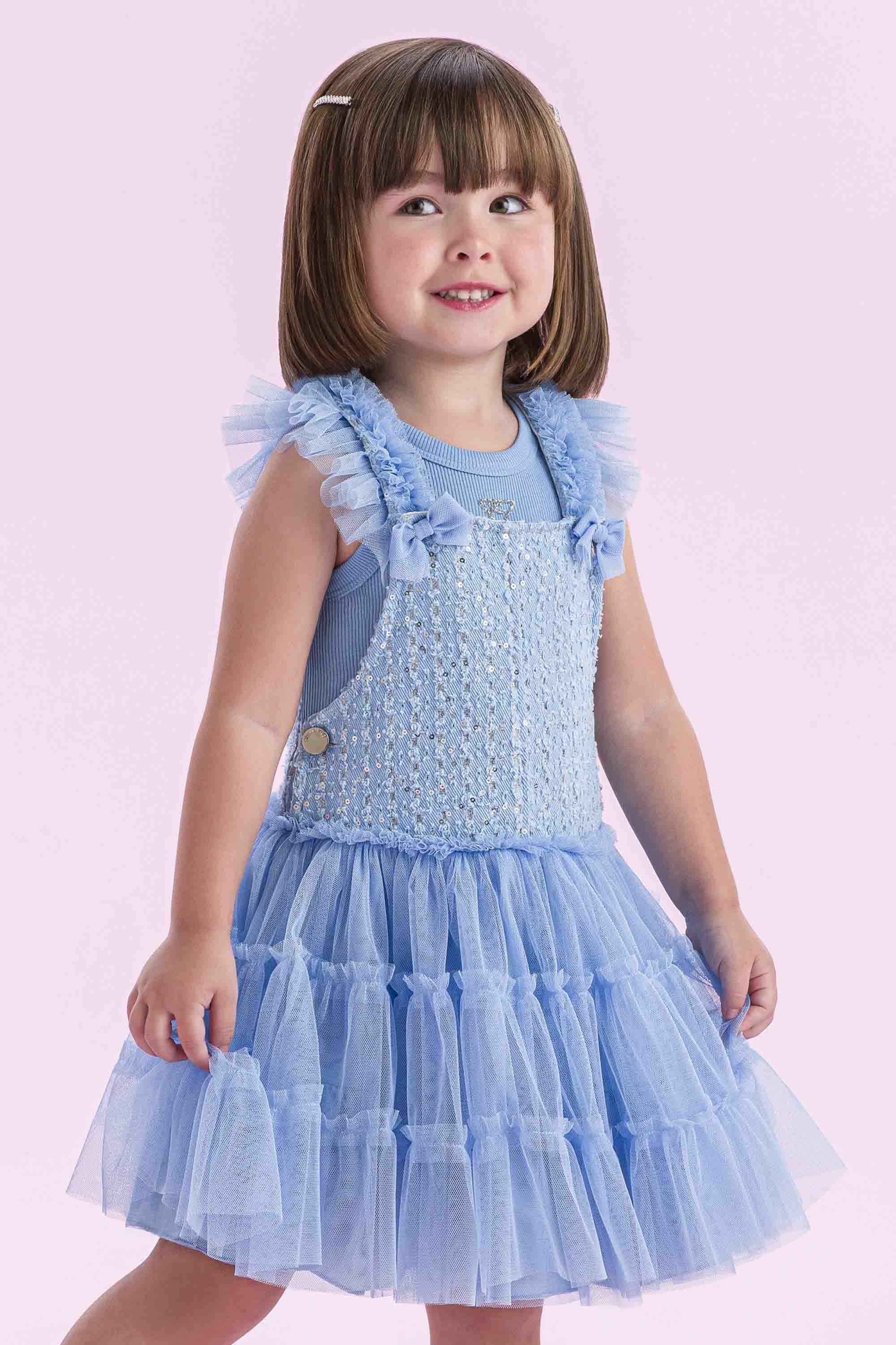 Salopete Petit Cherie com Tule e Paetês